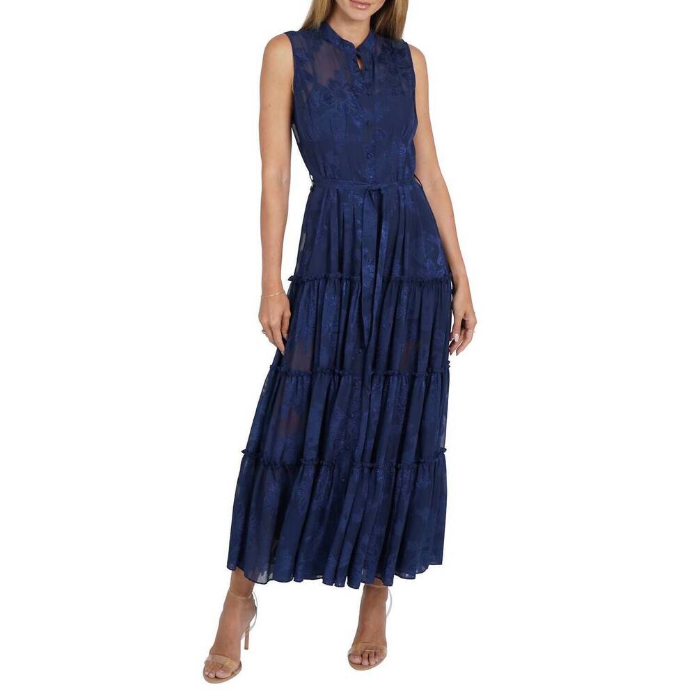 NEW LOVE TOKEN sophie tiered maxi dress in navy